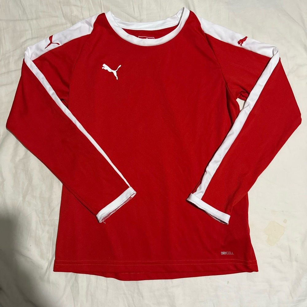 Puma Red and White Long Sleeve Top